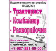 Предприятию на постоянную работу требуются: - Тракторист - Сельское хозяйство, агробизнес в Белогорске