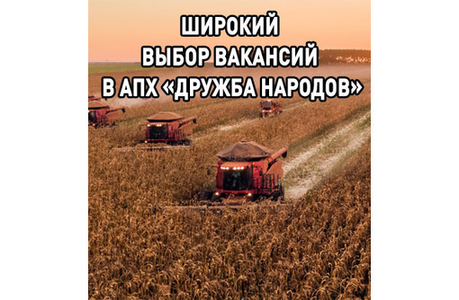 ​Широкий выбор вакансий в АПХ «Дружба народов» - Сельское хозяйство, агробизнес в Красноперекопске