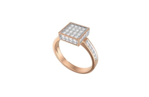 Золотое кольцо, квадрат, 42 фианита - Ювелирные изделия в Севастополе
